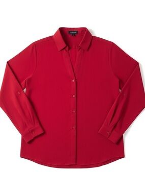 The Limited Red Long-Sleeve Button-Down Blouse